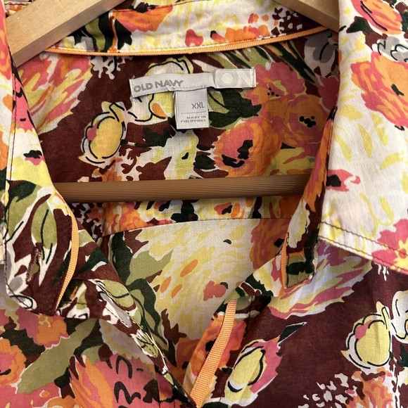Old Navy flower print long sleeve button down XXL Lightweight - Picture 4 of 13